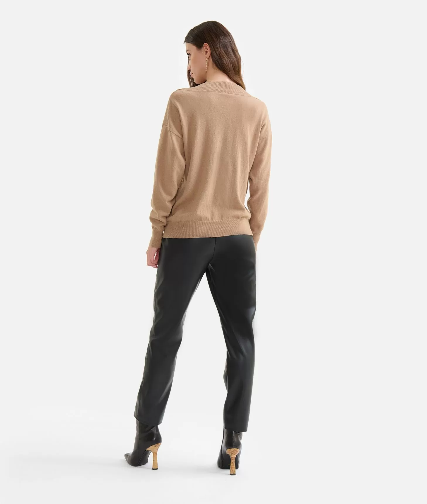 Alviero Martini 1a Classe Maglia In Filato Misto Cashmere Con Bottoni Geo Classic Cammello