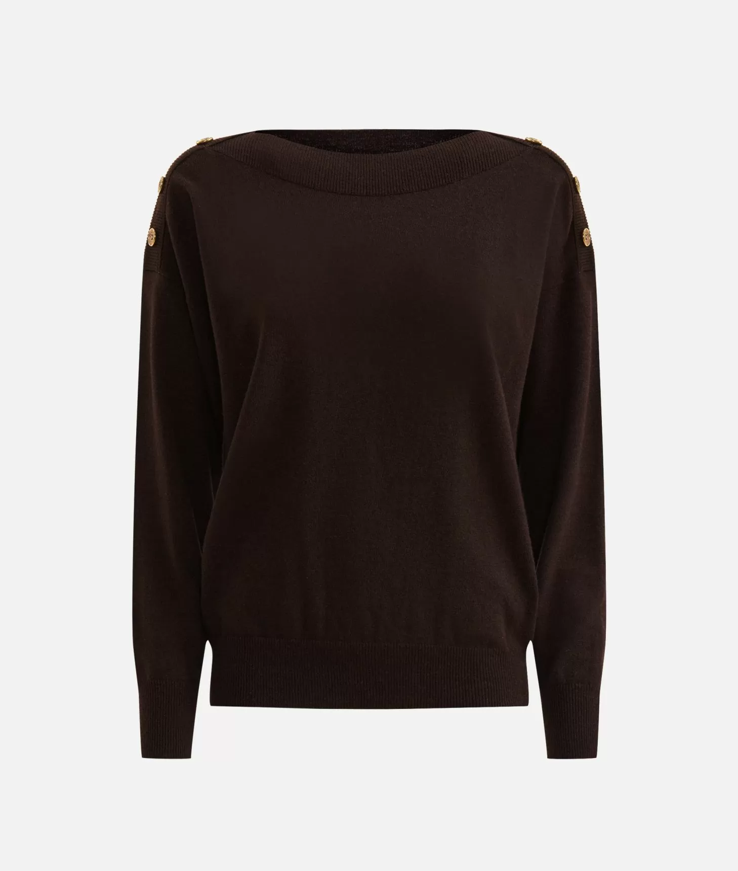 Alviero Martini 1a Classe Maglia In Filato Misto Cashmere Con Bottoni Geo Classic Cioccolato