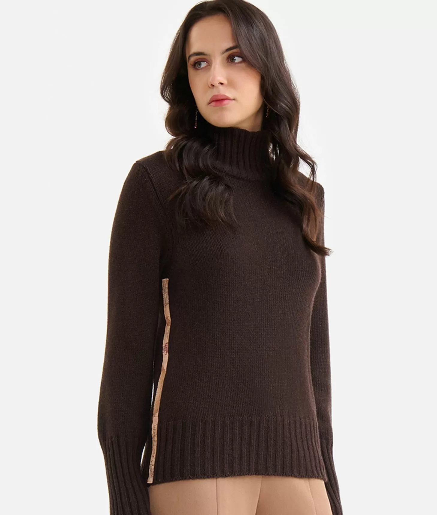 Alviero Martini 1a Classe Maglia In Filato Misto Cashmere Con Dettagli Geo Classic Cioccolato