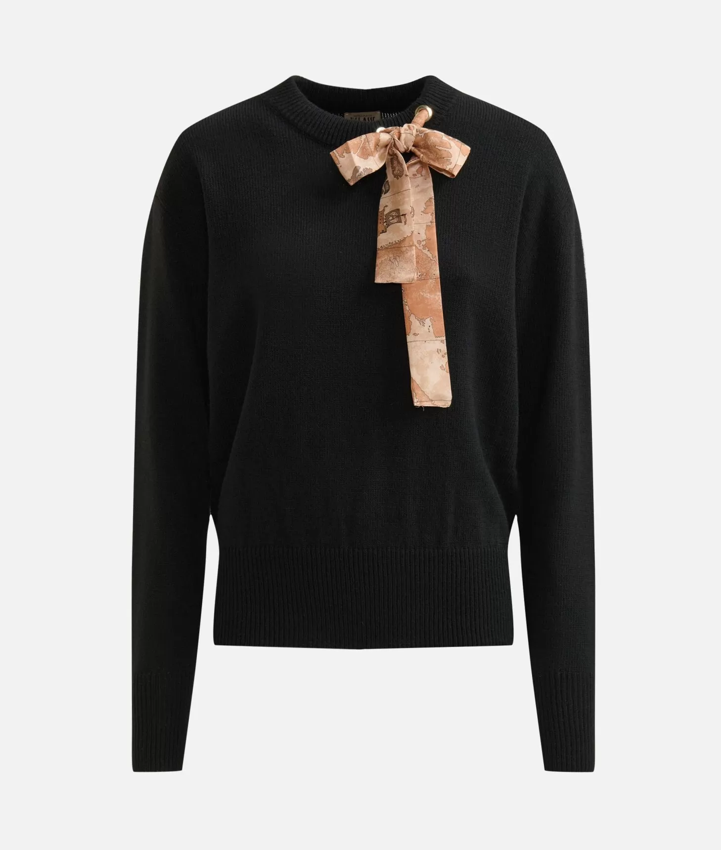 Alviero Martini 1a Classe Maglia In Filato Misto Lana/alpaca Con Fiocco Geo Classic Nera