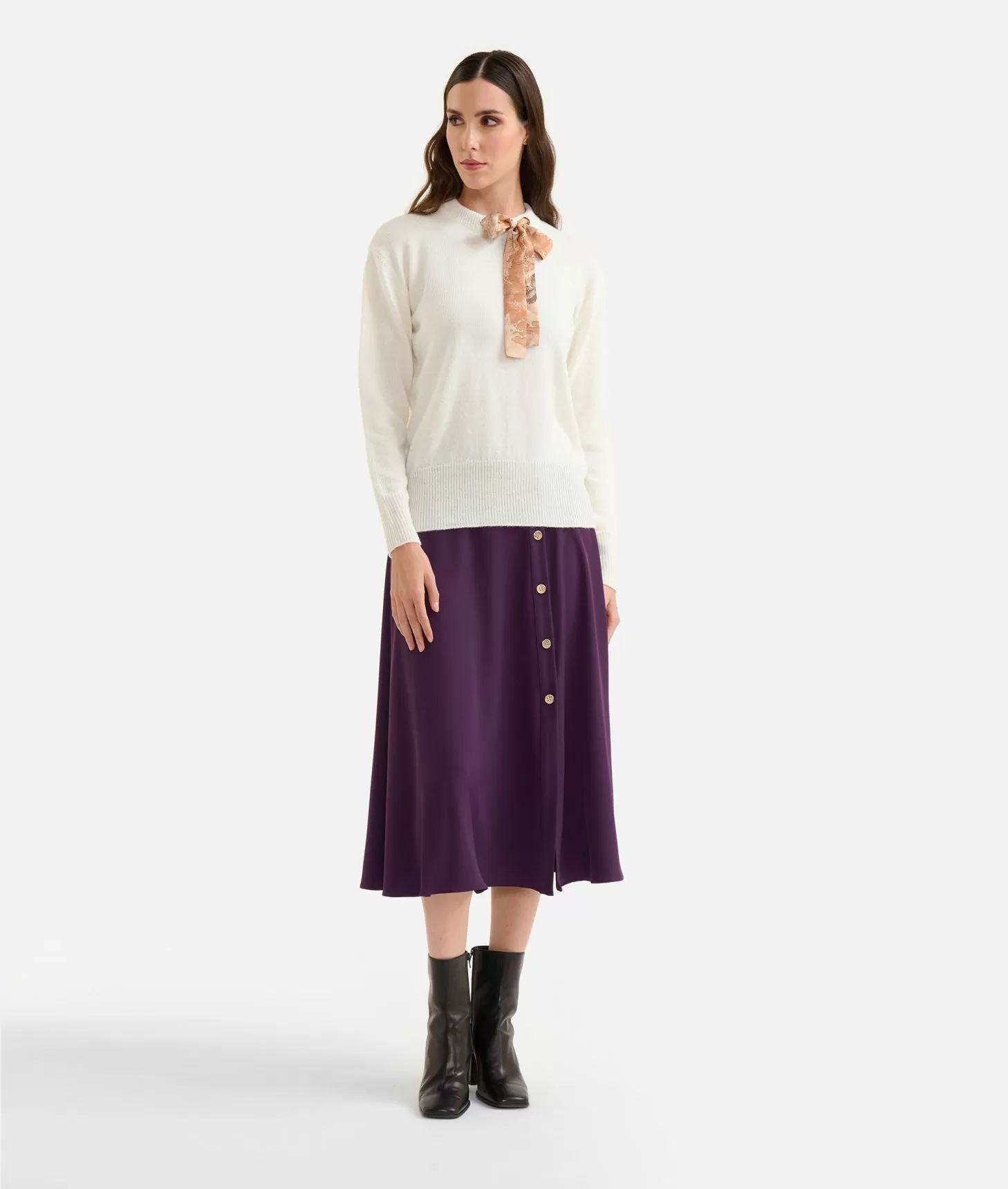 Alviero martini 1a classe Maglia in filato misto lana/alpaca con fiocco Geo Classic Bianco Lana