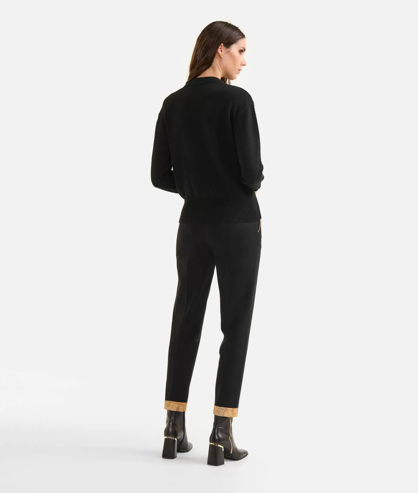 Alviero Martini 1a Classe Maglia In Filato Misto Lana/alpaca Con Fiocco Geo Classic Nera