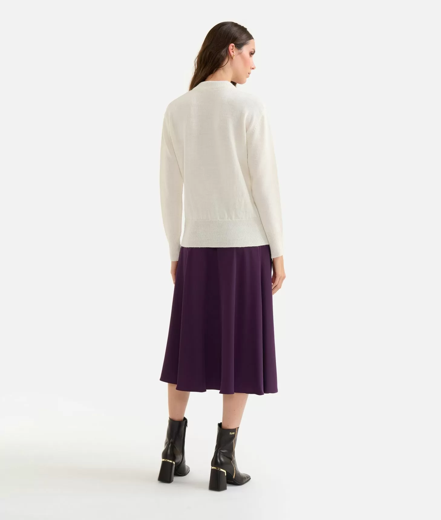 Alviero Martini 1a Classe Maglia In Filato Misto Lana/alpaca Con Fiocco Geo Classic Bianco Lana