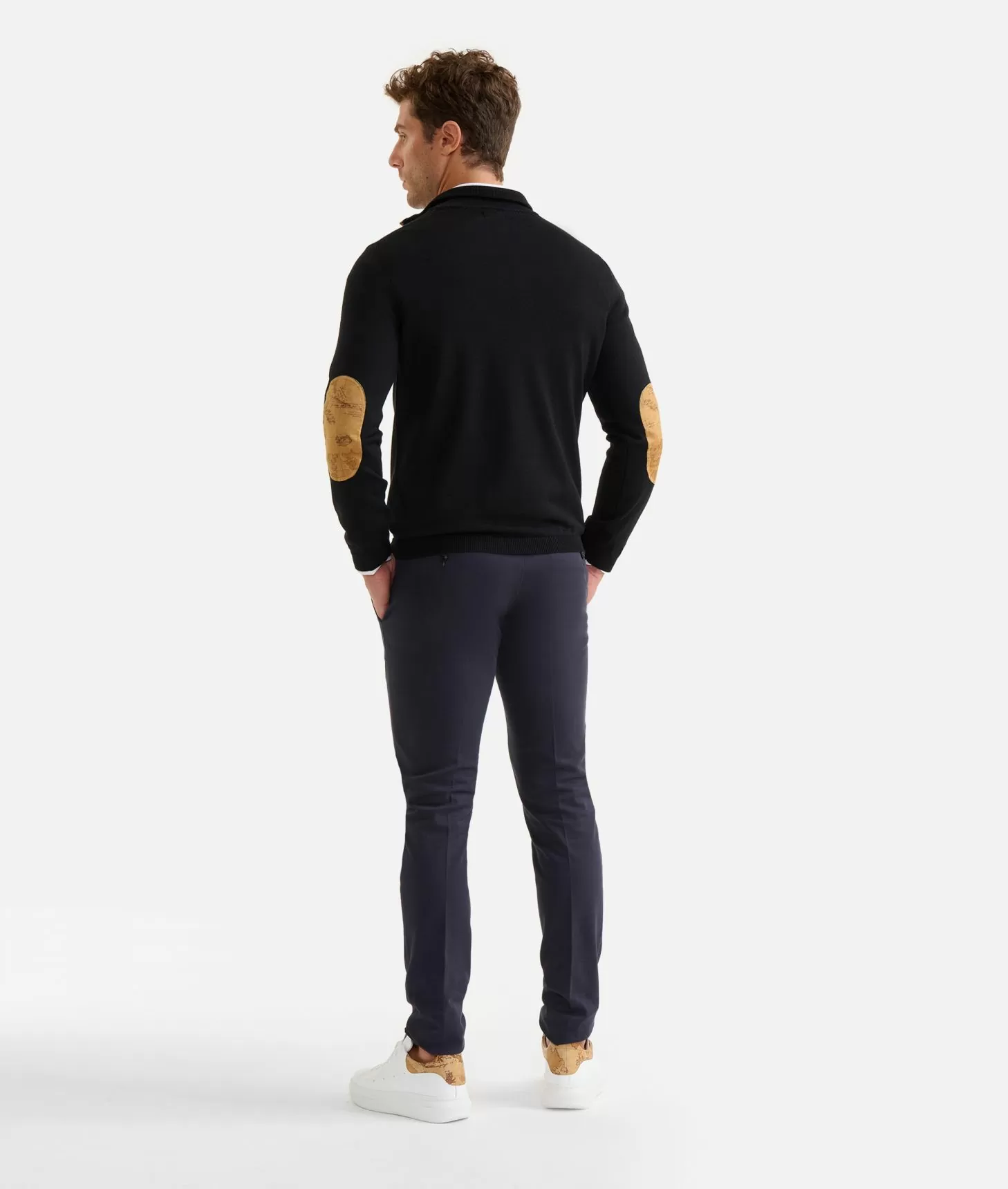 Alviero Martini 1a Classe Maglia In Filato Misto Lana Con Mezza Zip E Toppe Geo Classic Nera