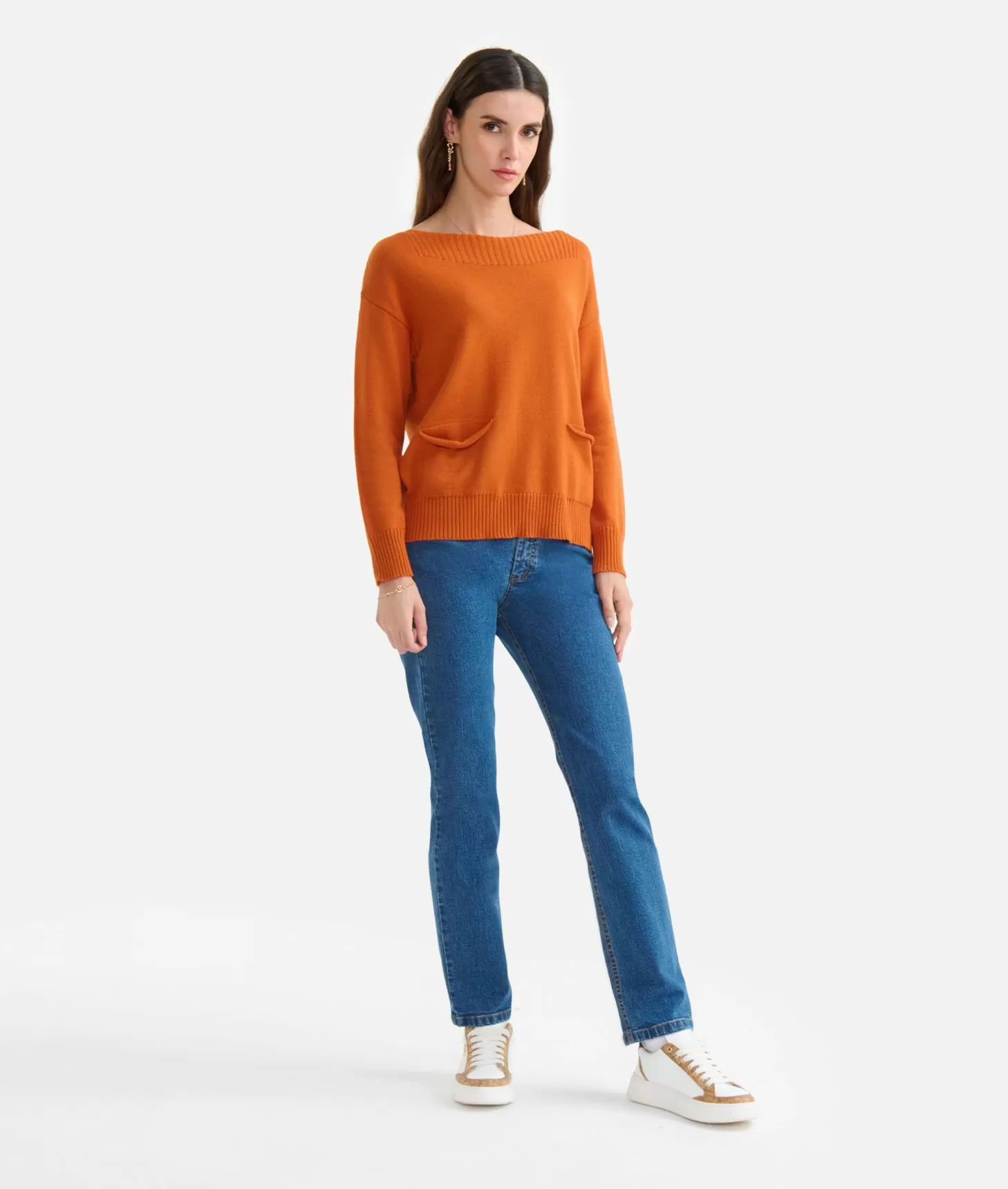 Alviero martini 1a classe Maglia in filato misto lana con toppe Geo Classic Mattone