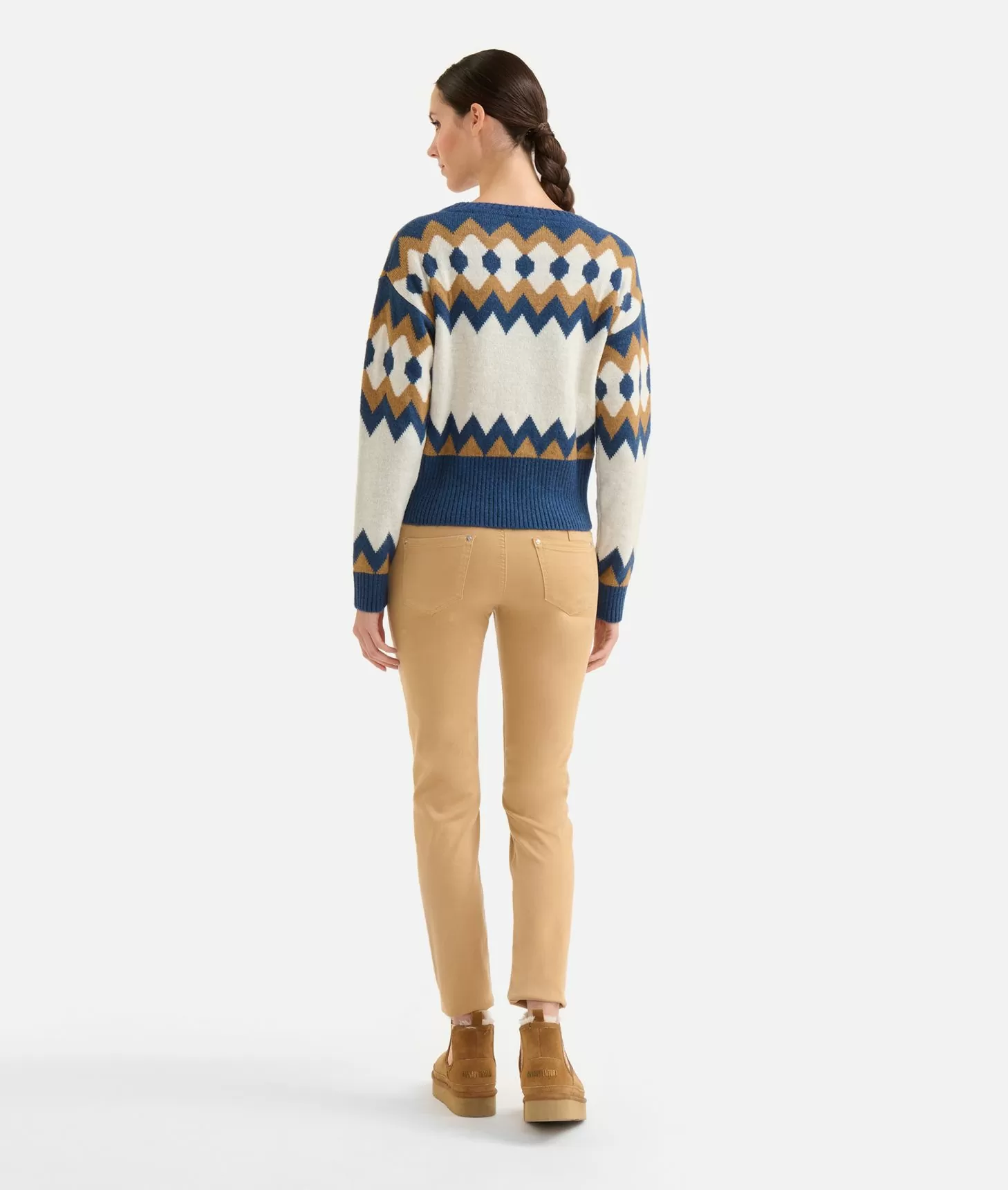 Alviero Martini 1a Classe Maglia In Filato Misto Lana/viscosa Con Motivo Geometrico Blu