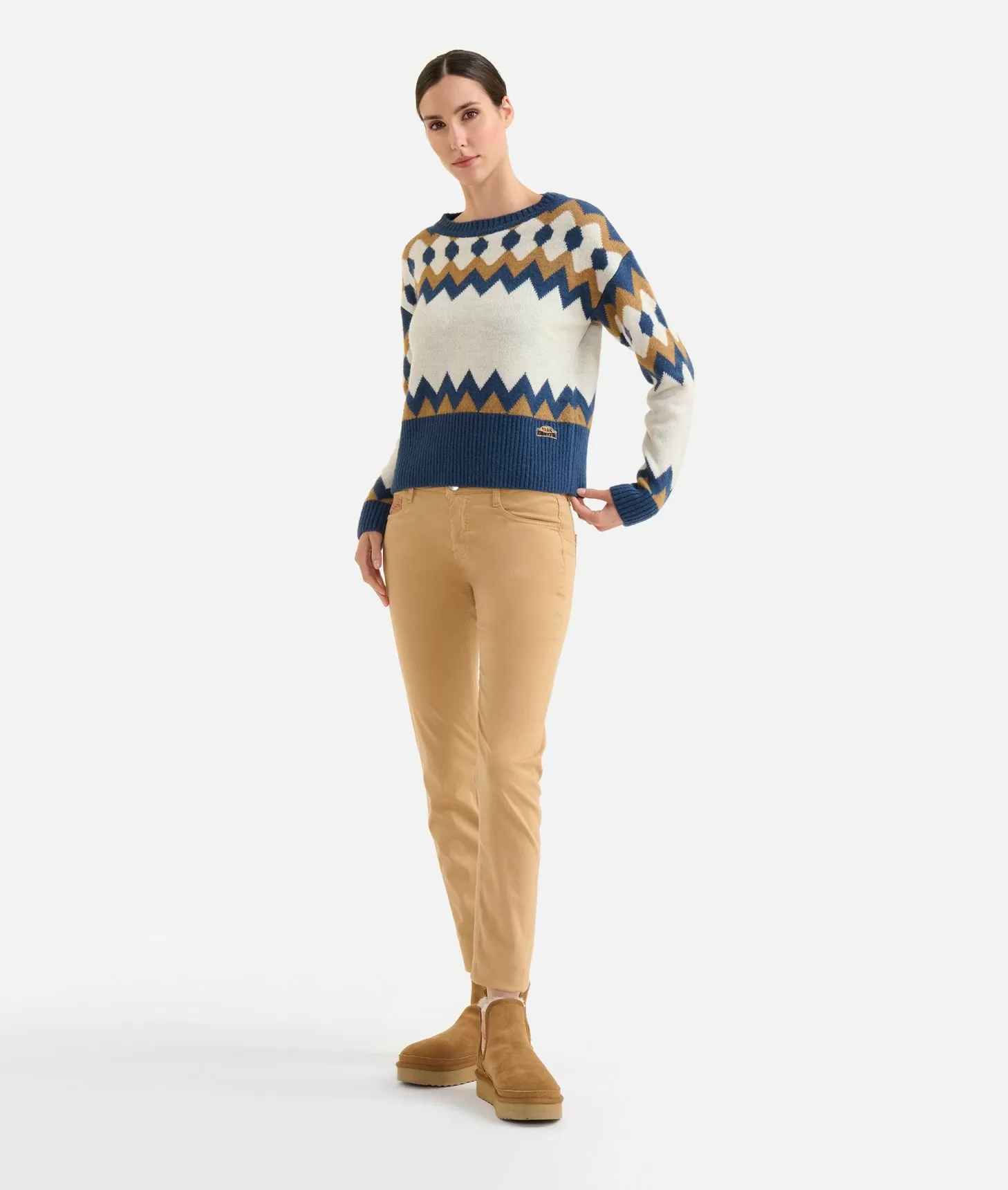 Alviero martini 1a classe Maglia in filato misto lana/viscosa con motivo geometrico Blu