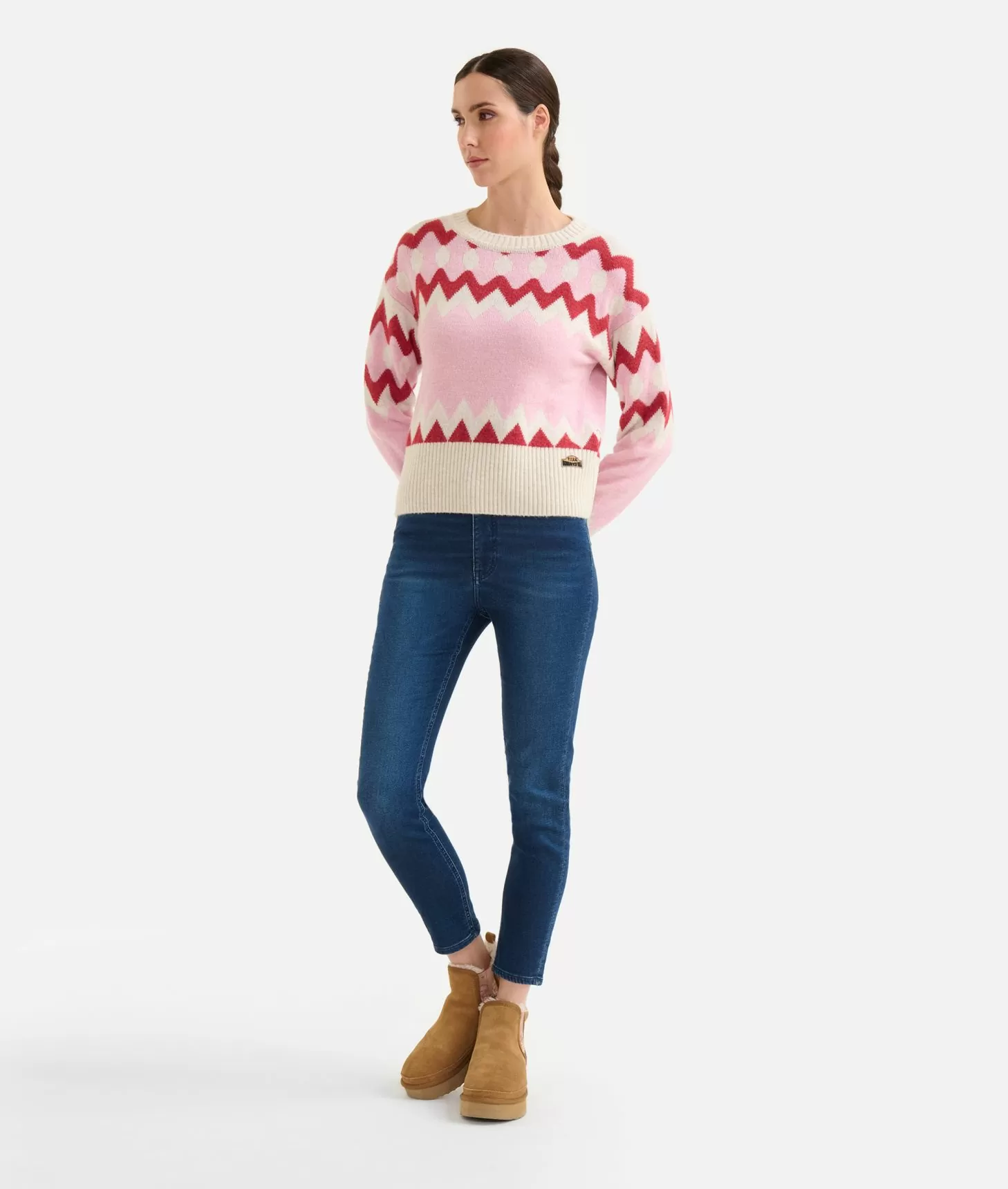 Alviero martini 1a classe Maglia in filato misto lana/viscosa con motivo geometrico Rosa Confetto