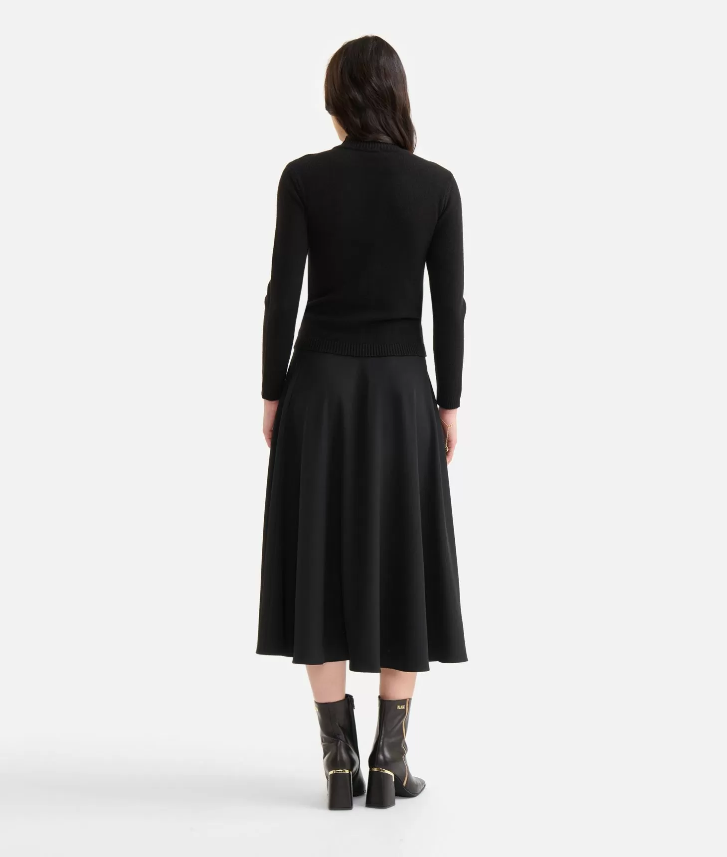 Alviero Martini 1a Classe Maglia Jacquard In Filato Di Viscosa Stretch Con Bottoni Geo Classic Nera