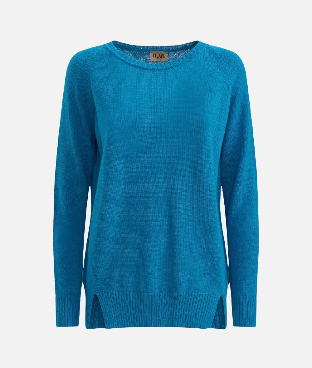 Alviero Martini 1a Classe Maglia Raglan In Filato Misto Lana Con Toppe Geo Classic Blu Di Prussia