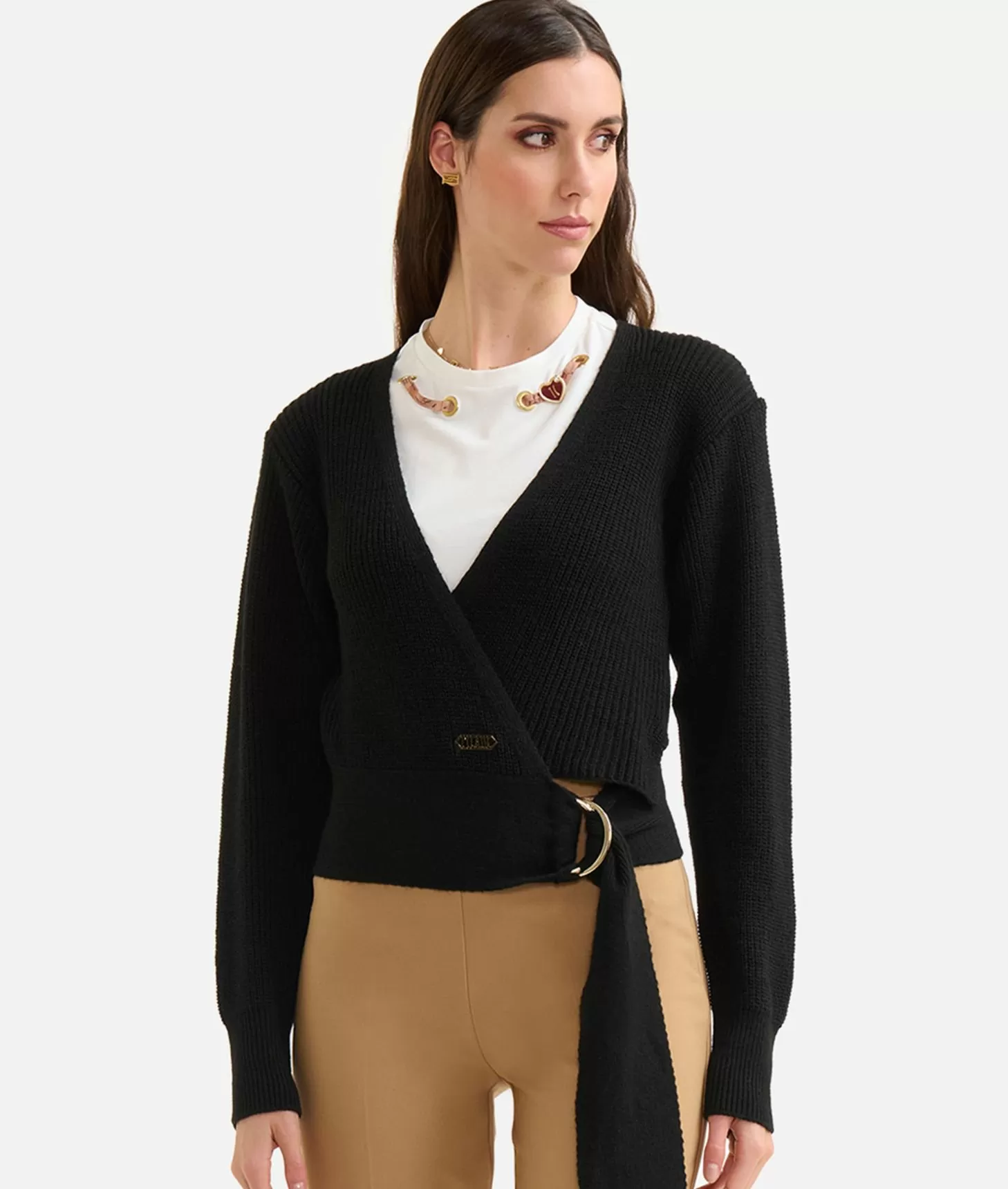 Alviero Martini 1a Classe Maglia Scaldacuore In Filato Misto Lana/alpaca Nera