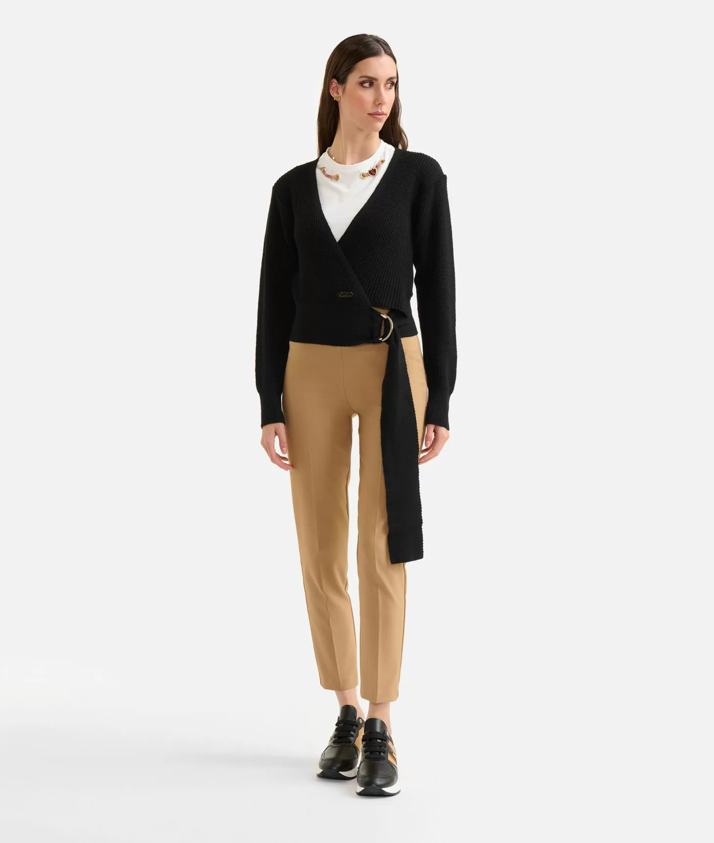 Alviero martini 1a classe Maglia scaldacuore in filato misto lana/alpaca Nera