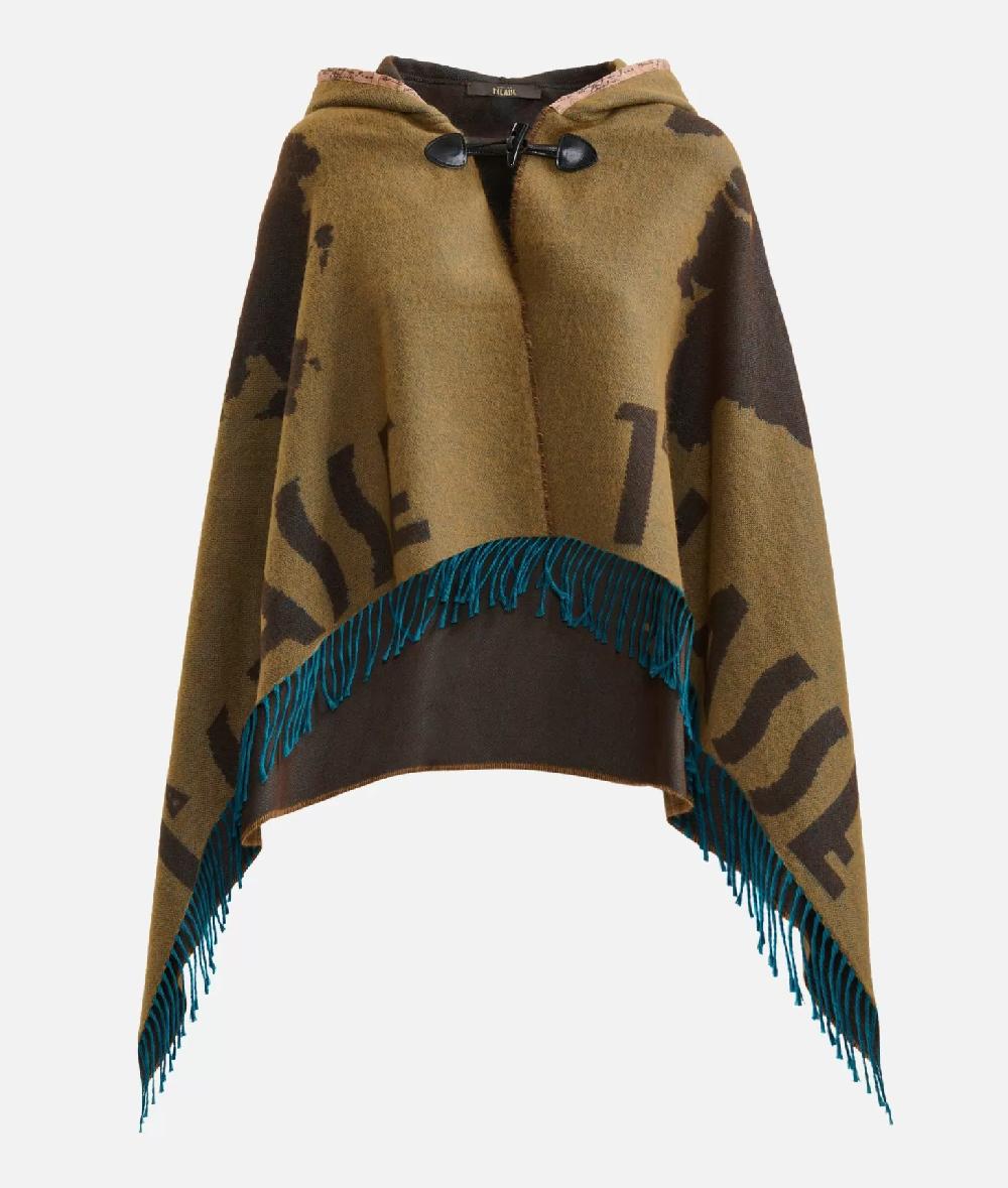 Alviero Martini 1a Classe Mantella Con Cappuccio E Alamaro Corteccia