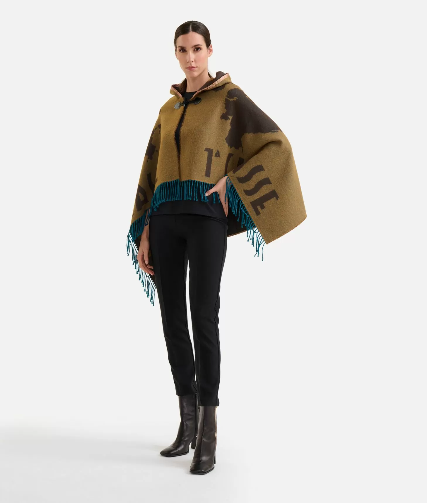 Alviero martini 1a classe Mantella con cappuccio e alamaro Corteccia