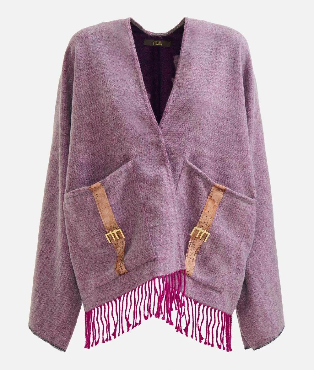 Alviero Martini 1a Classe Mantella Con Tasche E Fibbia 1C Grigio Medio