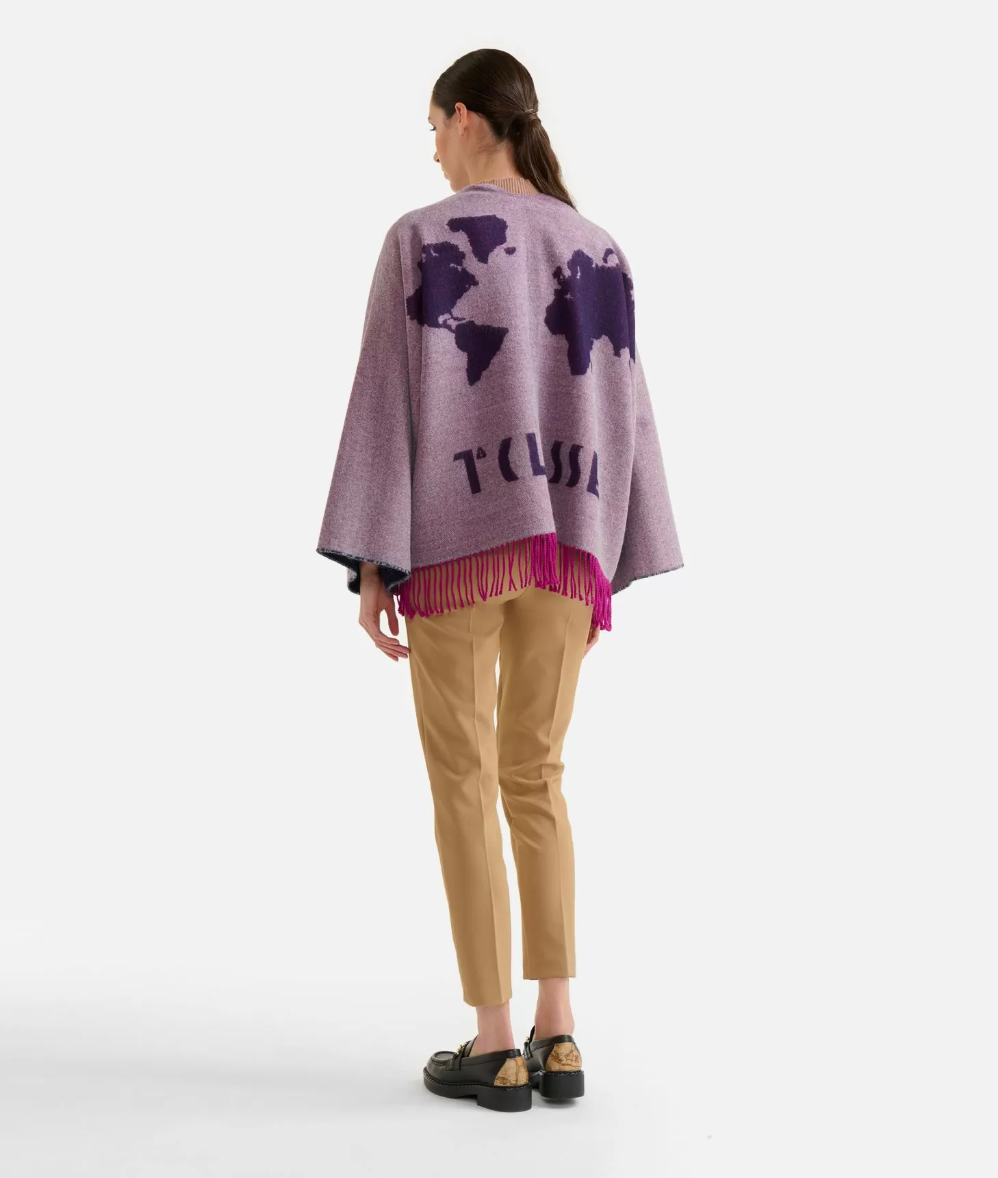 Alviero Martini 1a Classe Mantella Con Tasche E Fibbia 1C Grigio Medio