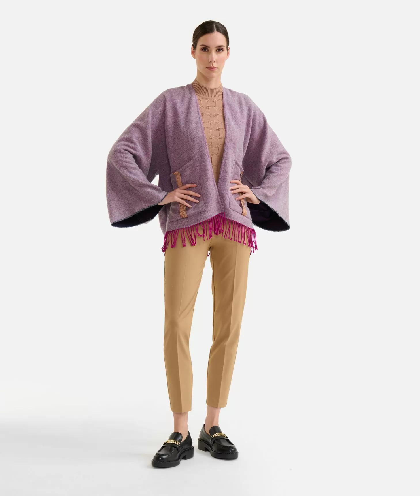 Alviero martini 1a classe Mantella con tasche e fibbia 1C Grigio Medio