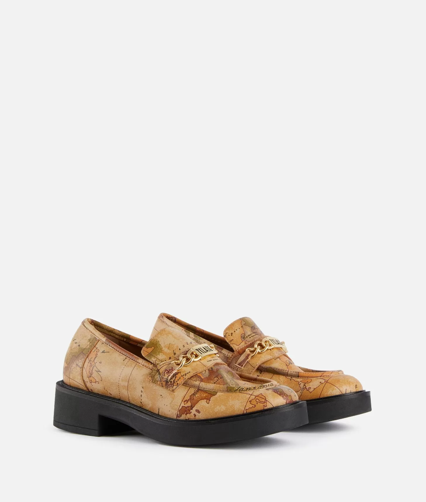 Alviero Martini 1a Classe Mocassini Con Morsetto In Eco Nappa Stampa Geo Classic