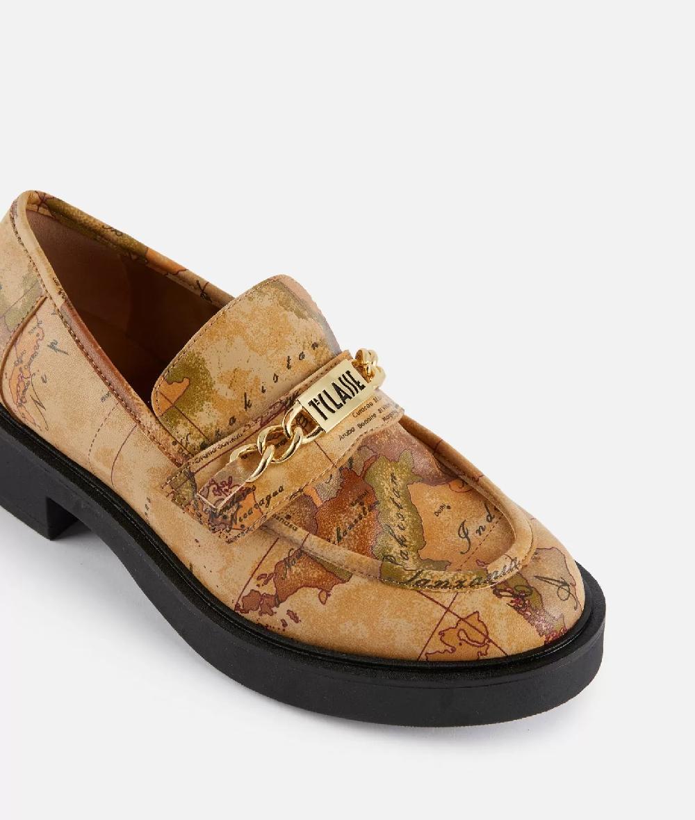 Alviero Martini 1a Classe Mocassini Con Morsetto In Eco Nappa Stampa Geo Classic