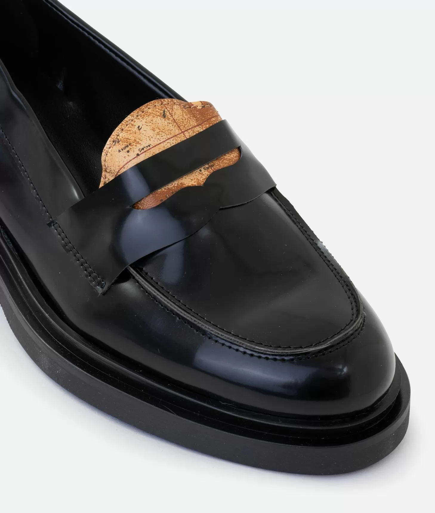 Alviero Martini 1a Classe Mocassini In Eco Pelle Spazzolata Con Linguetta Geo Classic Neri