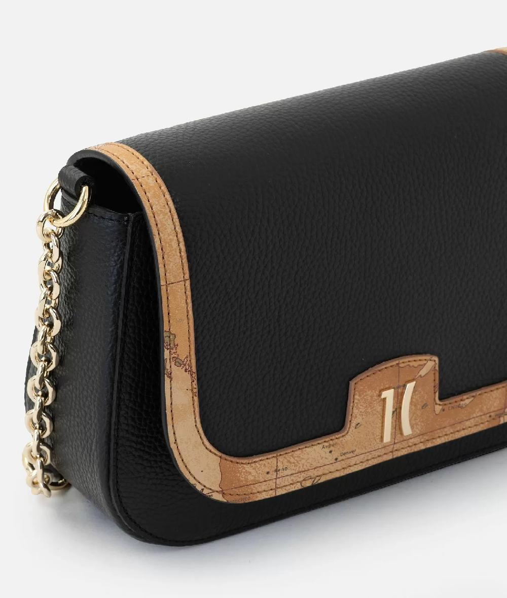 Alviero Martini 1a Classe Moments Bag Tracolla Con Patta E Catena In Pelle Granata Nera