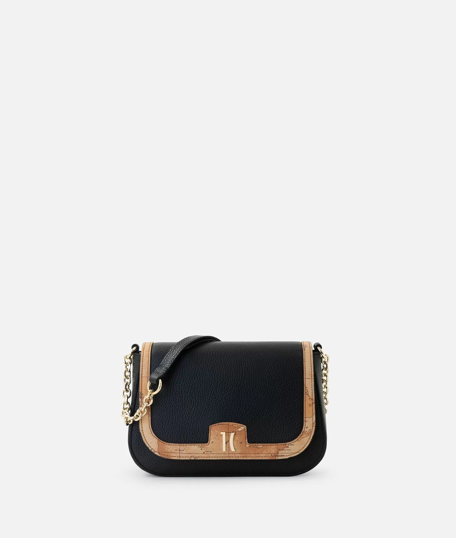 Alviero martini 1a classe Moments Bag tracolla con patta e catena in pelle granata Nera