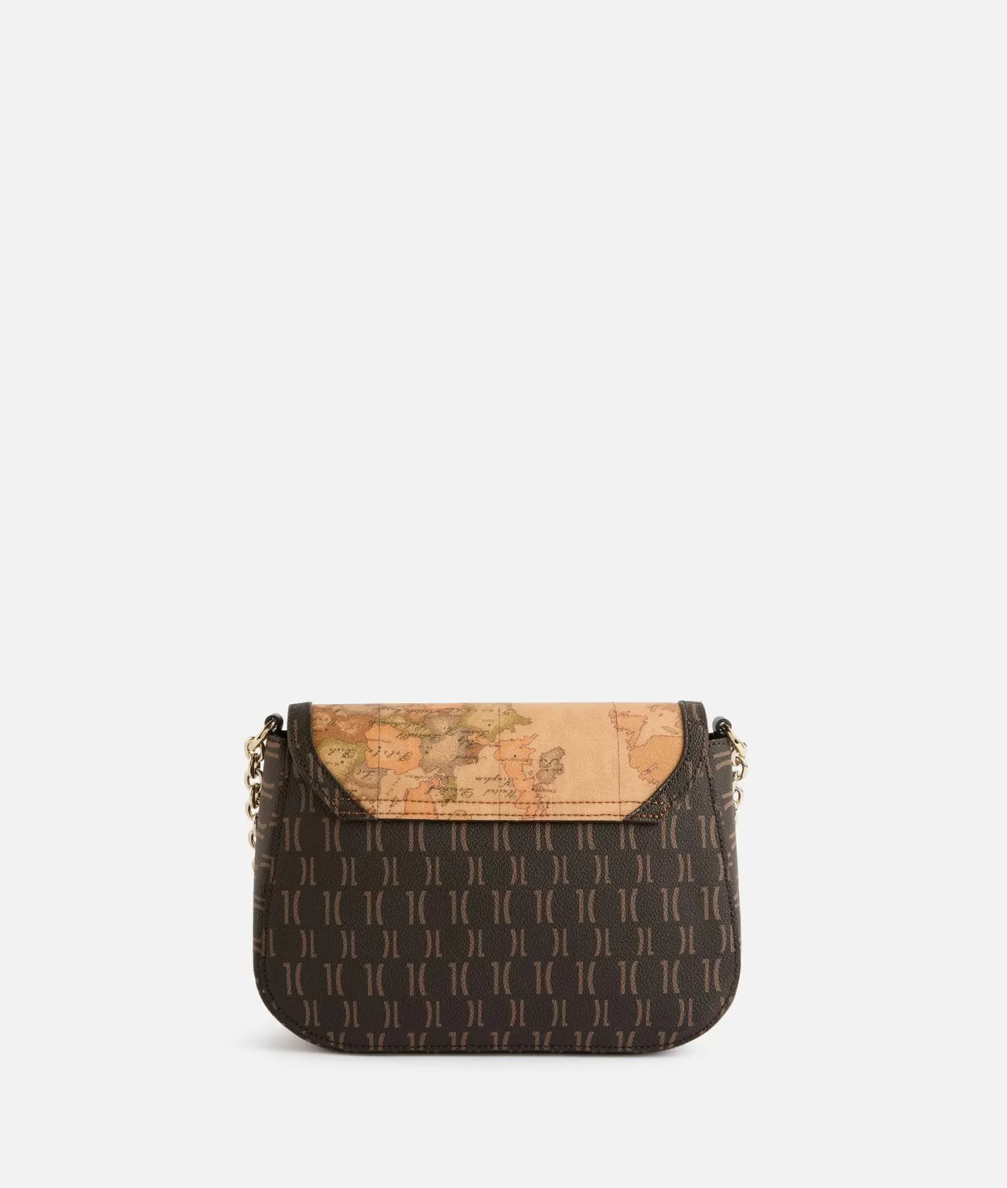 Alviero Martini 1a Classe Moments Bag Tracolla Con Patta E Catena In Tessuto Monogram Cioccolato