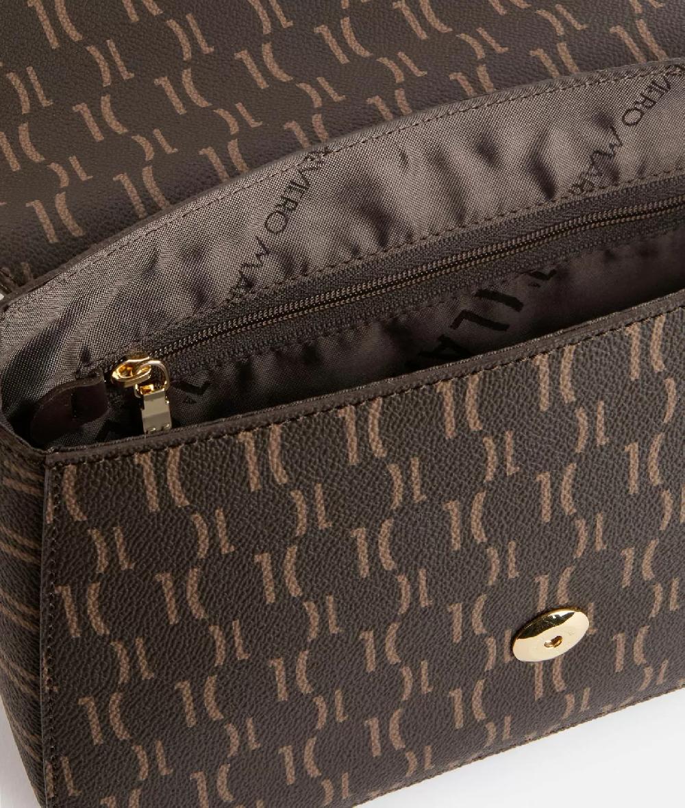 Alviero Martini 1a Classe Moments Bag Tracolla Con Patta E Catena In Tessuto Monogram Cioccolato