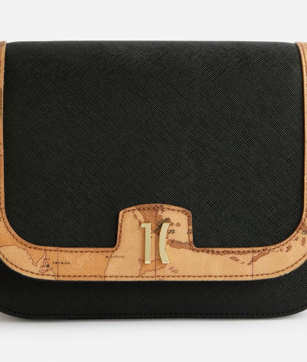 Alviero Martini 1a Classe Moments Bag Tracolla Con Patta E Catena In Tessuto Saffiano Nera