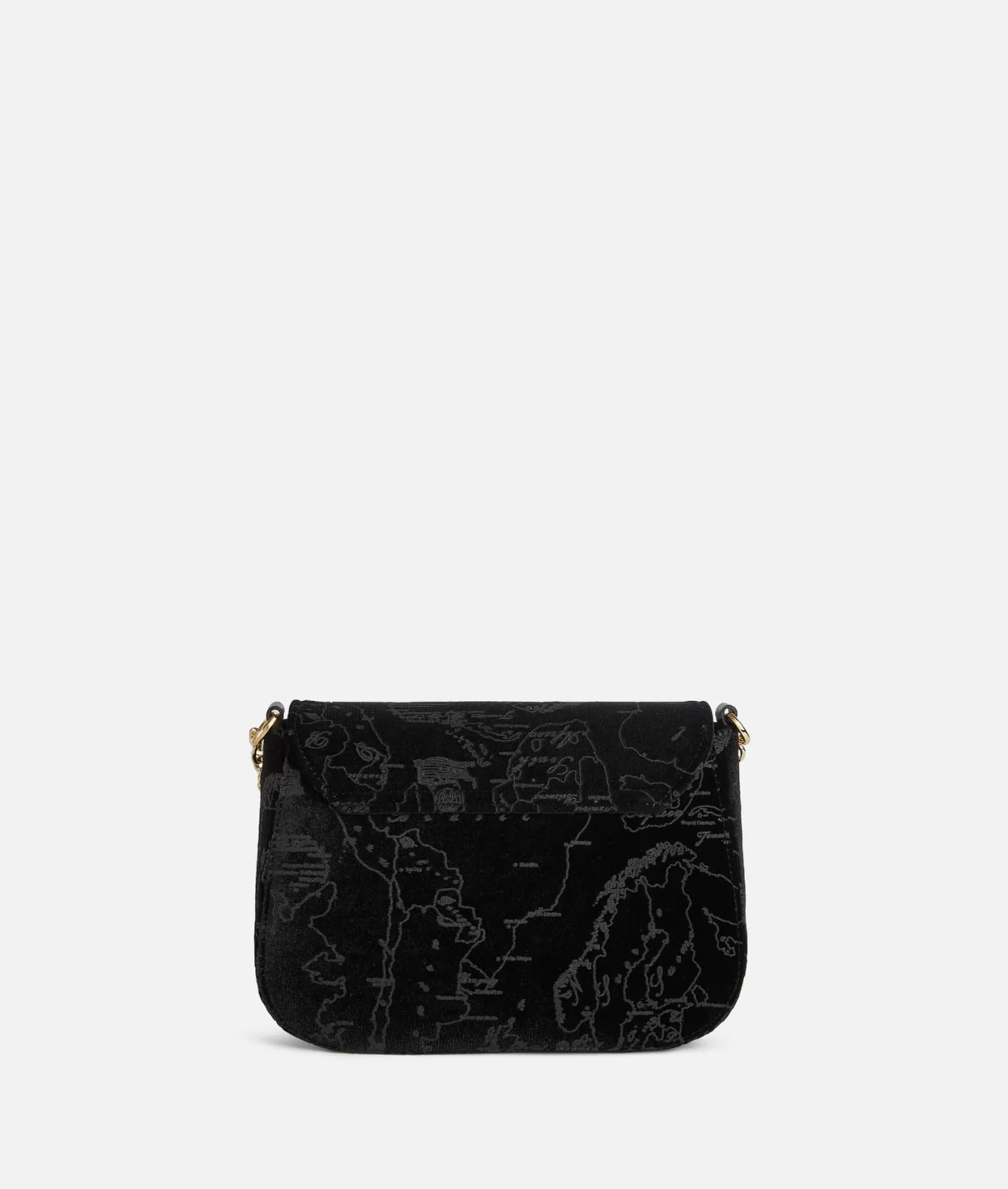 Alviero Martini 1a Classe Moments Bag Tracolla Con Patta E Catena In Velluto Geo Filetto Nera
