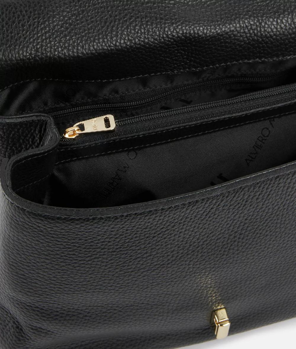 Alviero Martini 1a Classe New Moon Leather Borsa A Mano Con Patta Nera