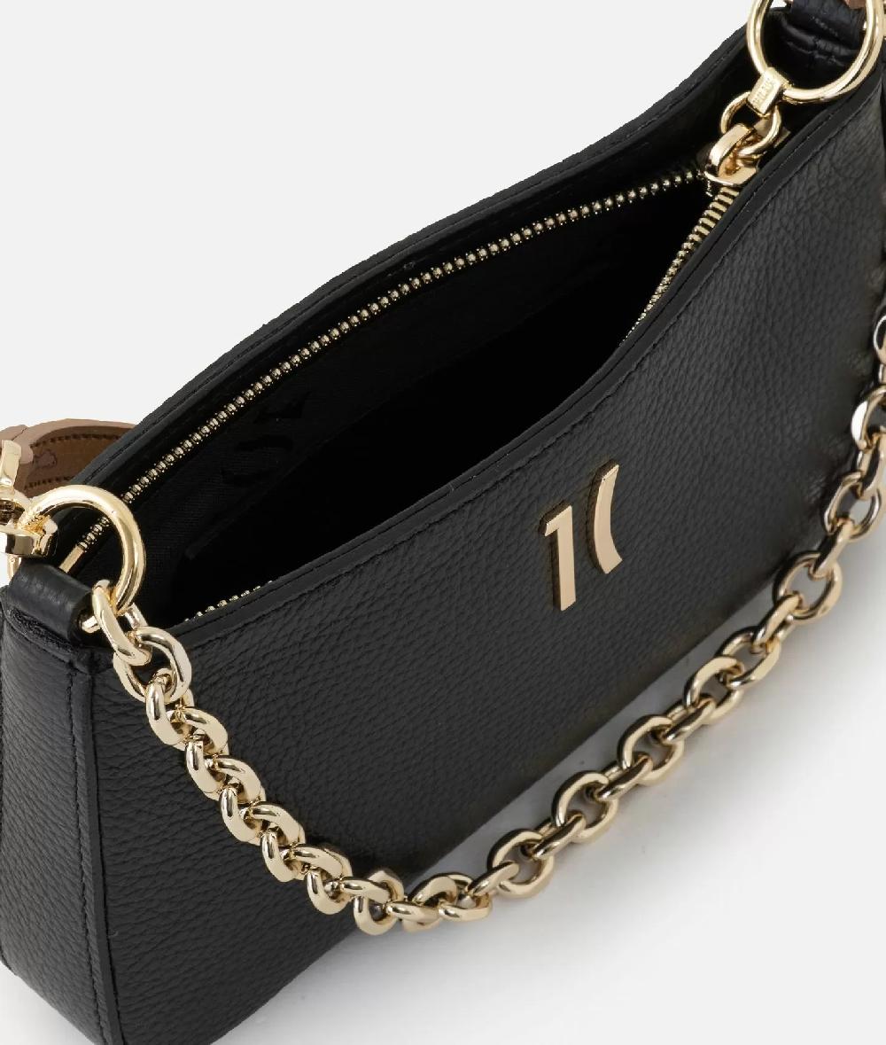 Alviero Martini 1a Classe New Moon Leather Pochette Con Tracolla E Catena Nero