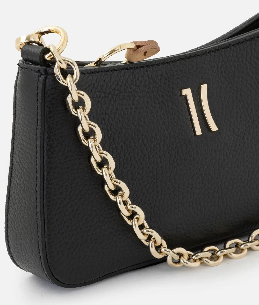 Alviero Martini 1a Classe New Moon Leather Pochette Con Tracolla E Catena Nero