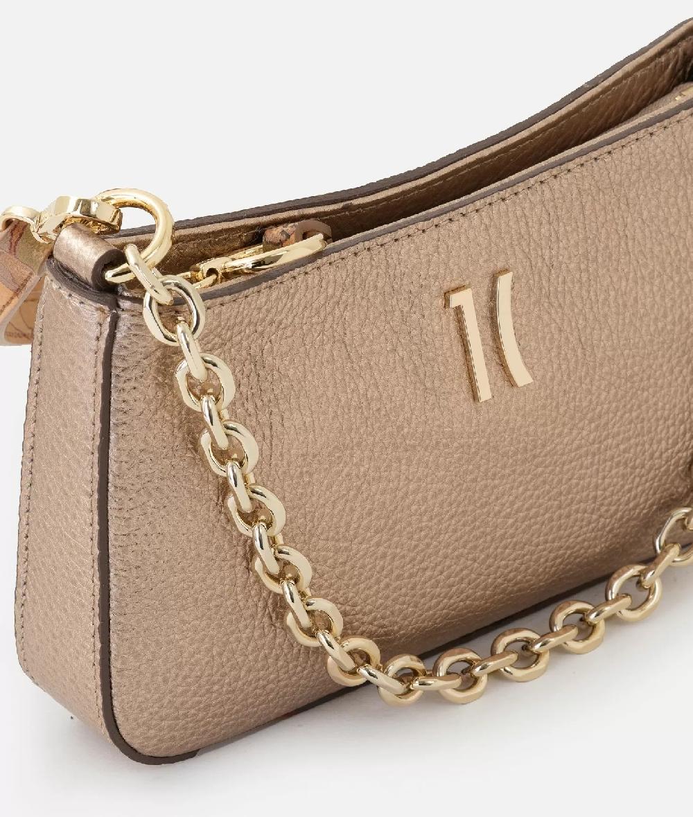 Alviero Martini 1a Classe New Moon Leather Pochette Con Tracolla E Catena Oro Rosa