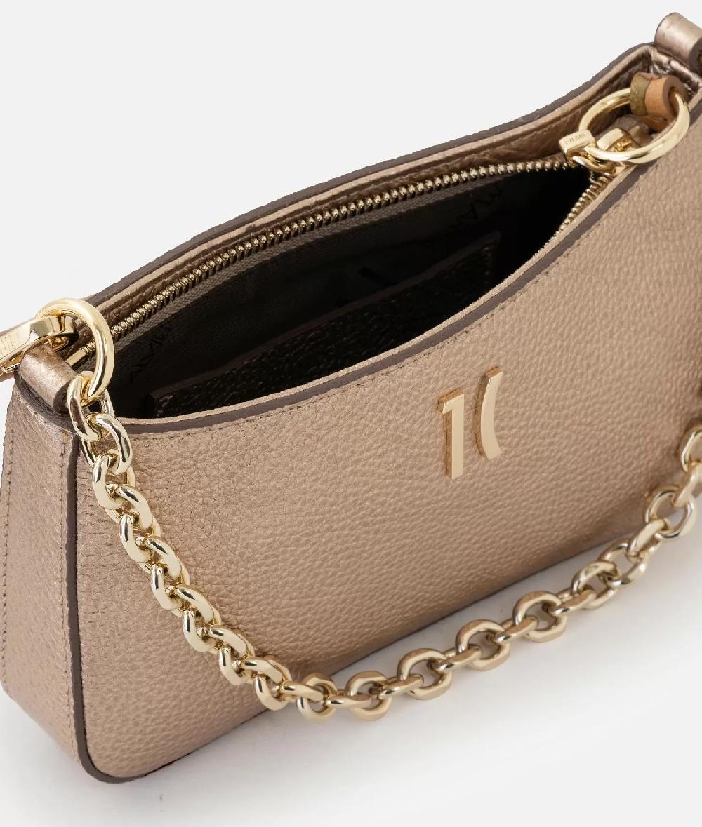 Alviero Martini 1a Classe New Moon Leather Pochette Con Tracolla E Catena Oro Rosa