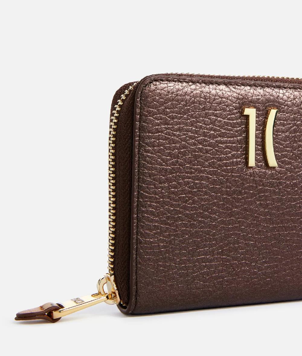 Alviero Martini 1a Classe New Moon Leather Portafoglio Zip Around Piccolo Brunito