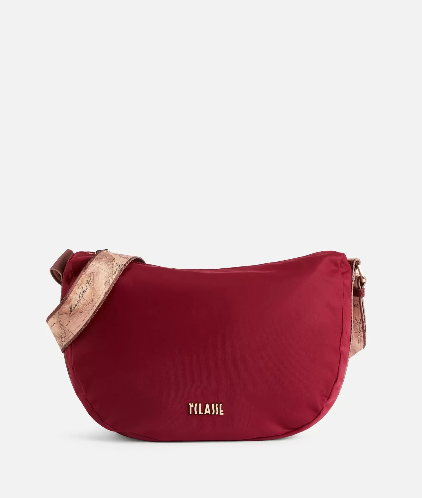 Alviero martini 1a classe Nylon Metaverse tracolla a mezzaluna grande Lampone