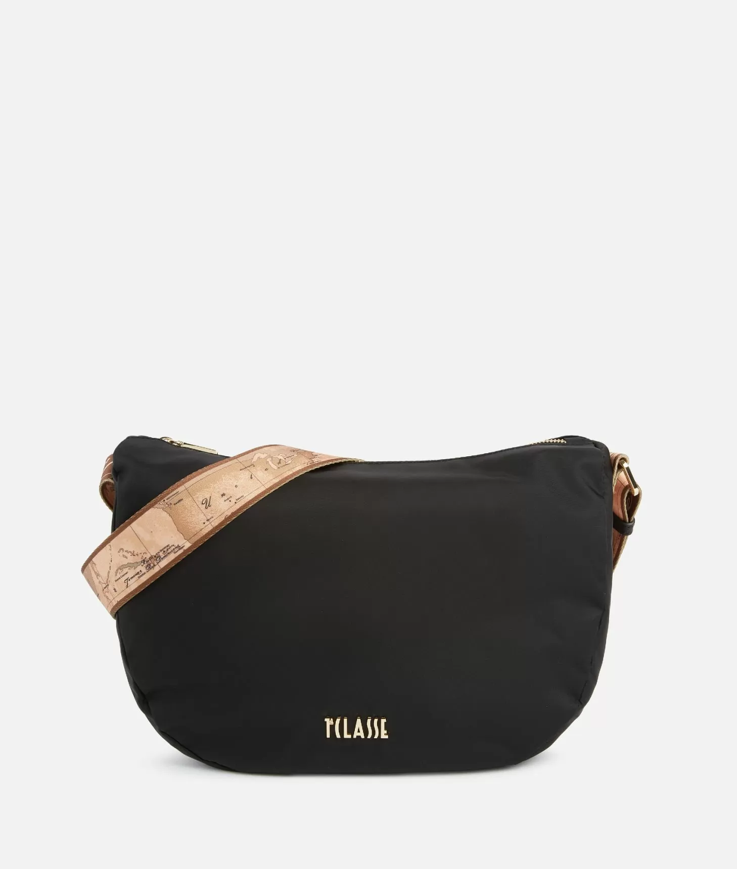 Alviero martini 1a classe Nylon Metaverse tracolla a mezzaluna grande Nera