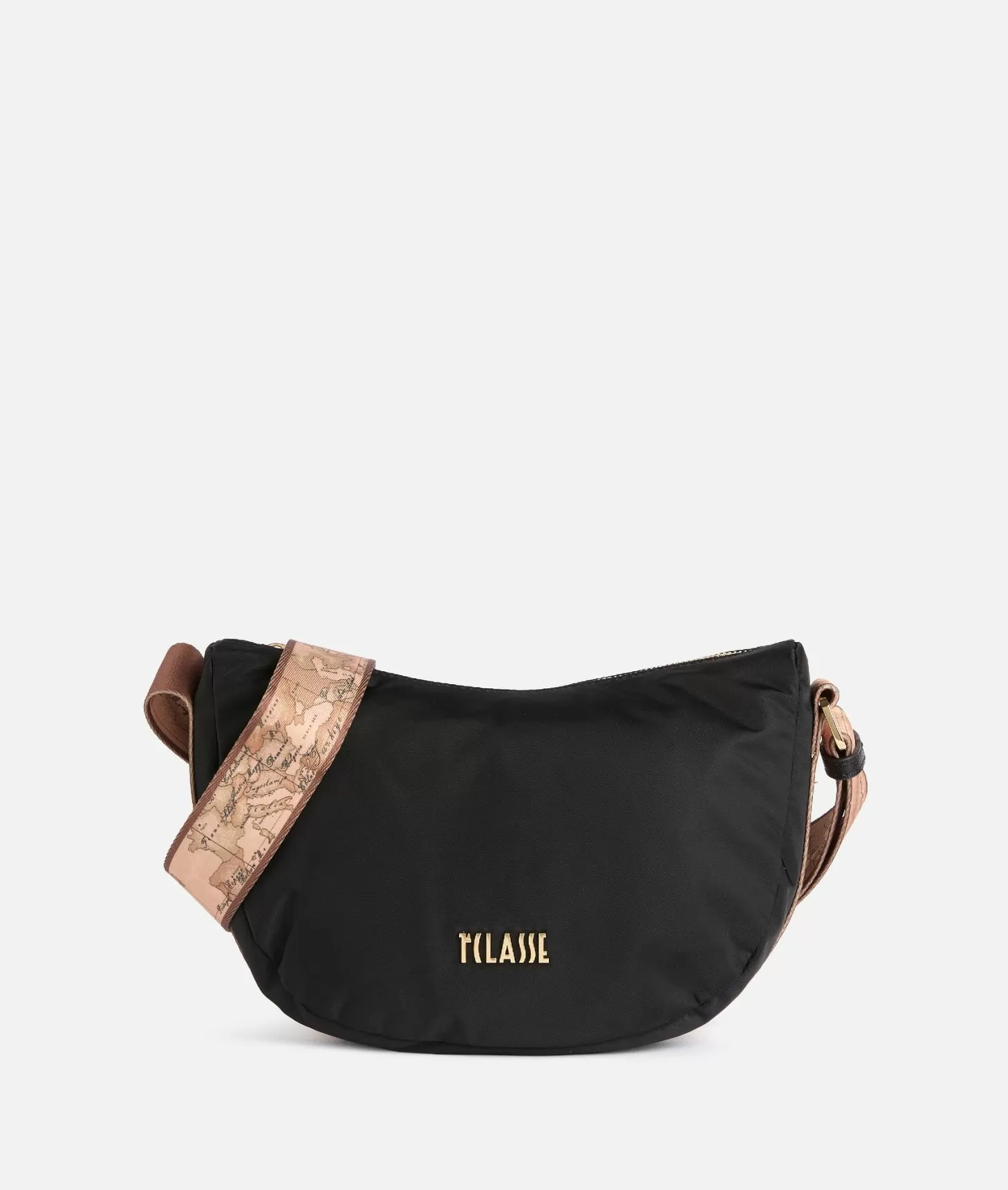 Alviero martini 1a classe Nylon Metaverse tracolla a mezzaluna piccola Nera