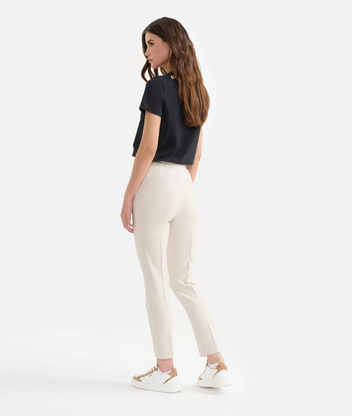 Alviero Martini 1a Classe Pantaloni Basic In Cady Inverno Bianco Lana