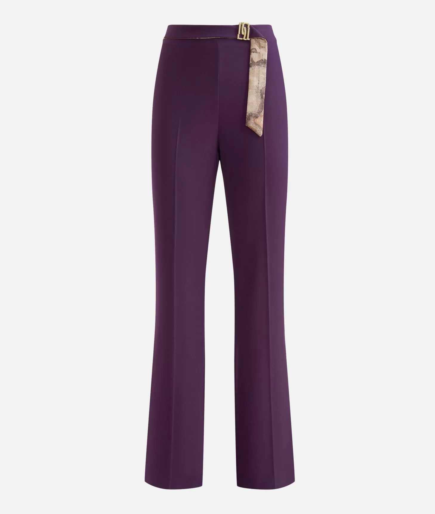 Alviero Martini 1a Classe Pantaloni Con Fibbia Gioiello In Cady Inverno Uva