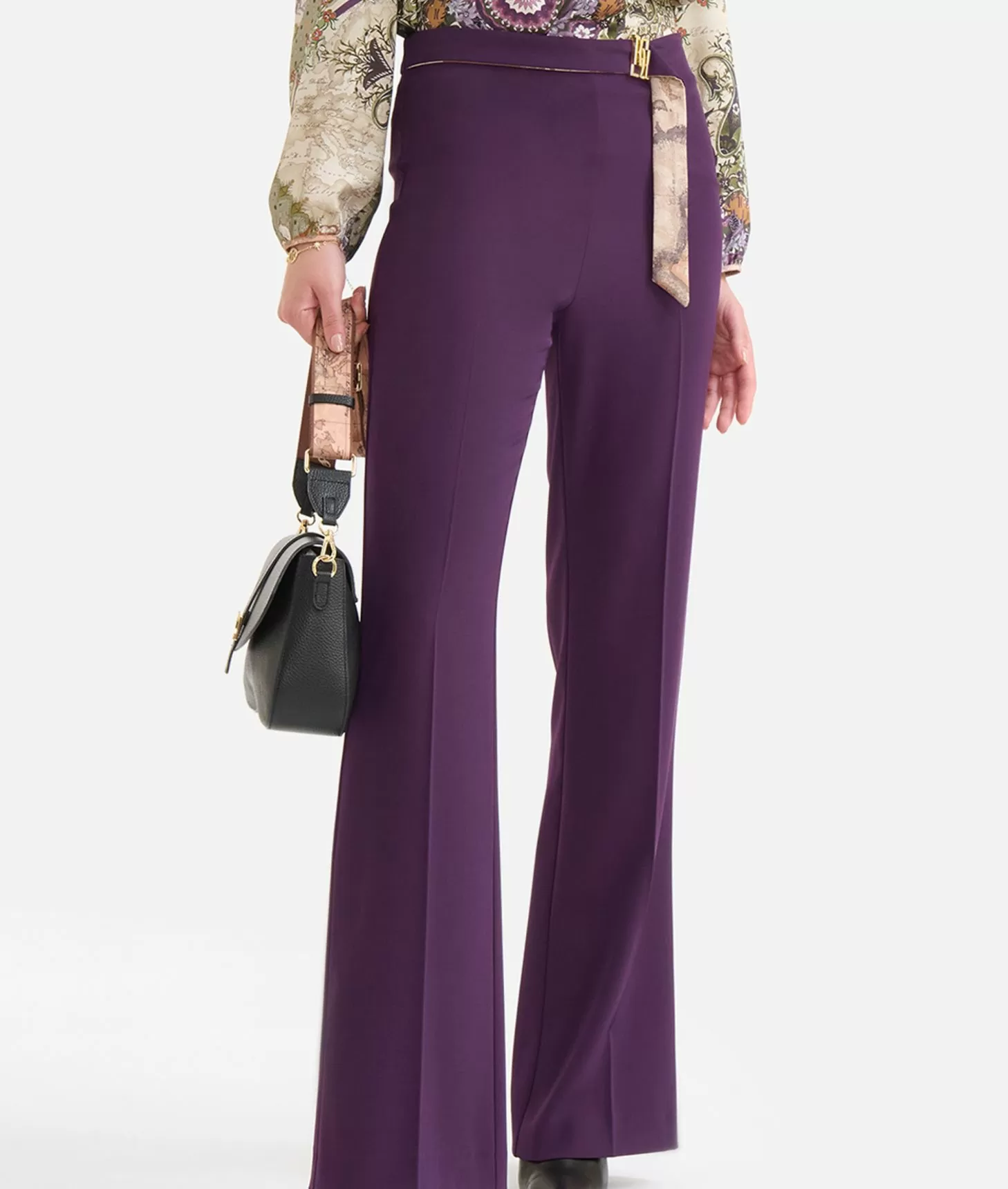 Alviero Martini 1a Classe Pantaloni Con Fibbia Gioiello In Cady Inverno Uva