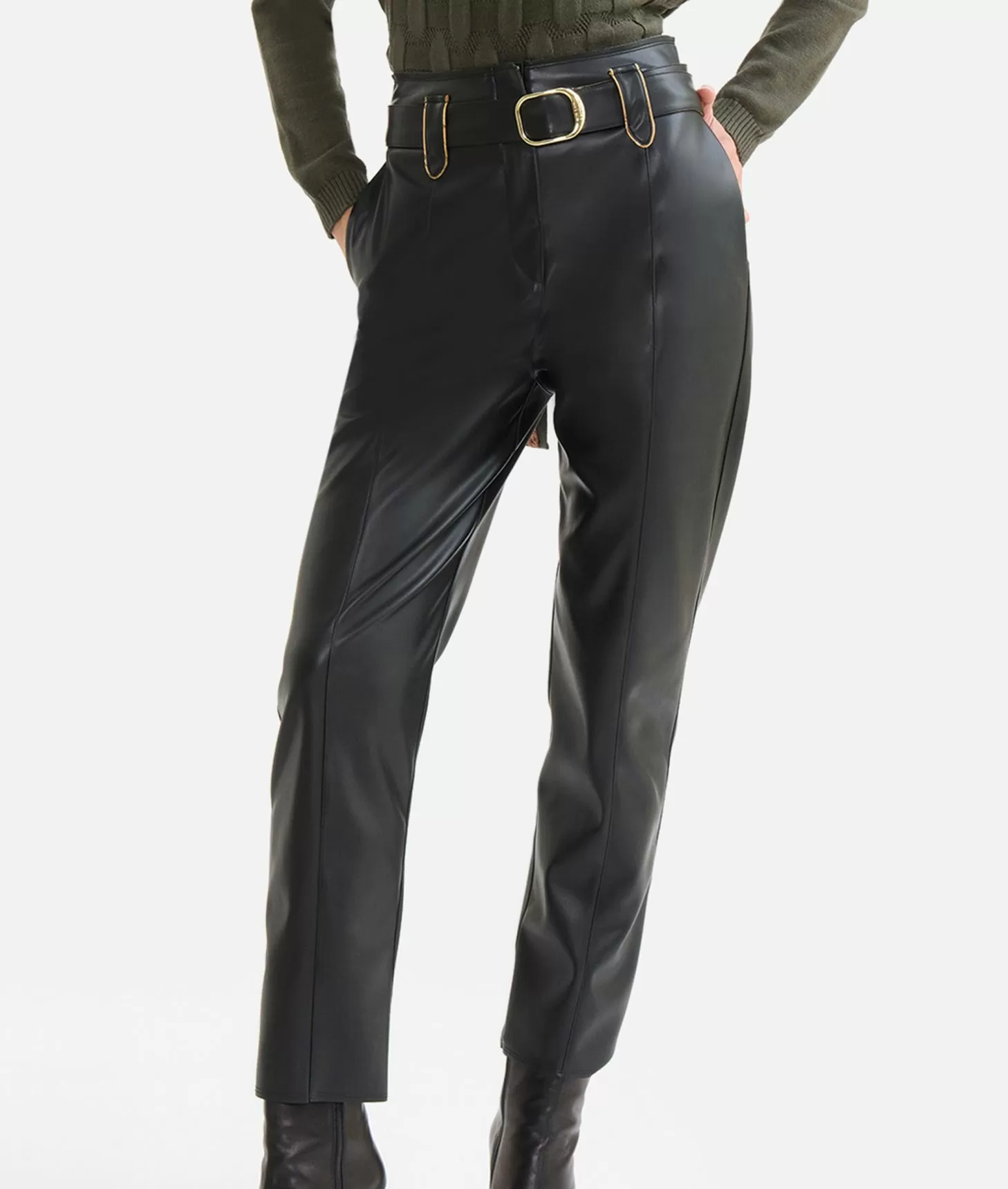 Alviero Martini 1a Classe Pantaloni Con Fibbia In Eco Nappa Neri