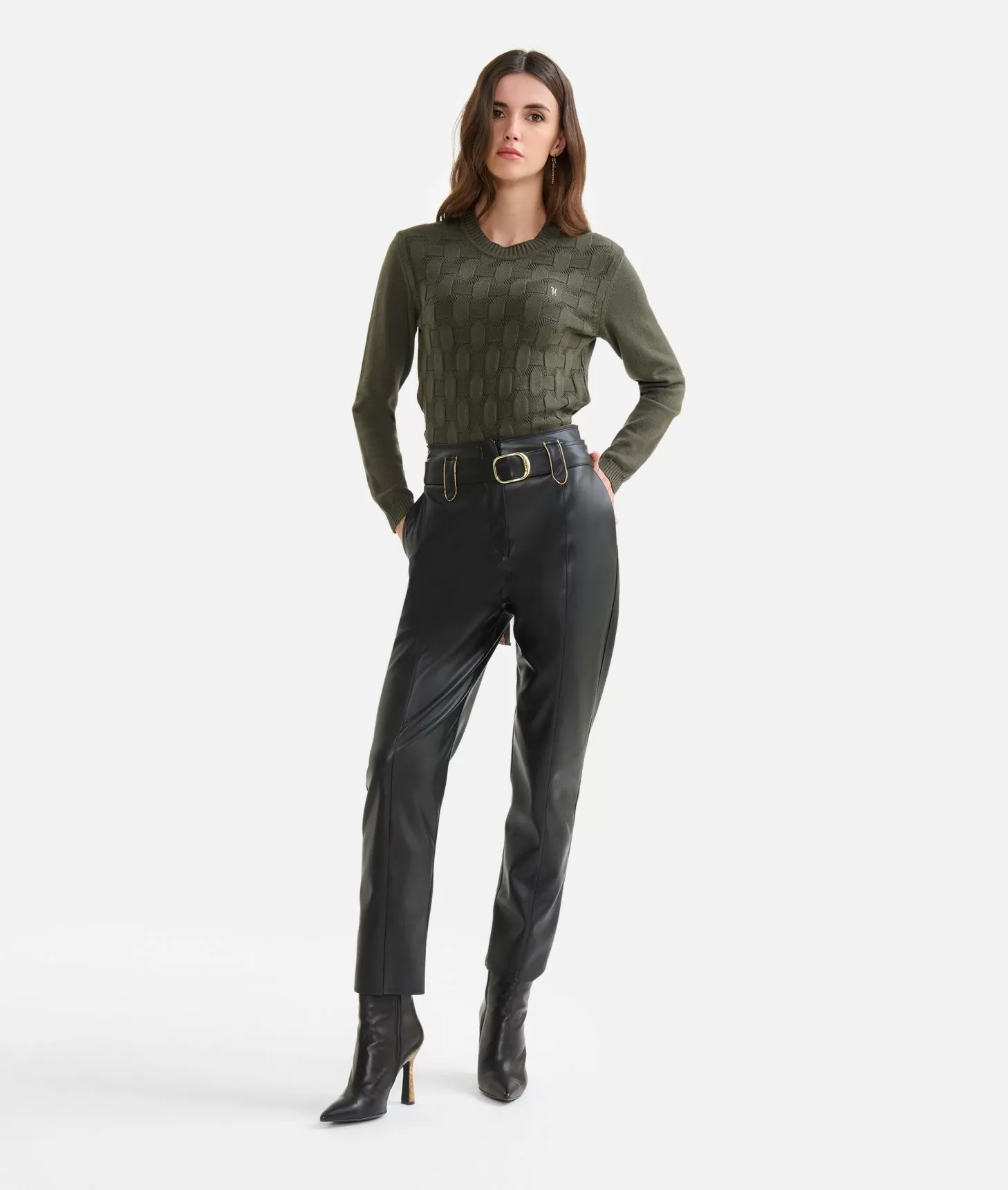 Alviero martini 1a classe Pantaloni con fibbia in eco nappa Neri