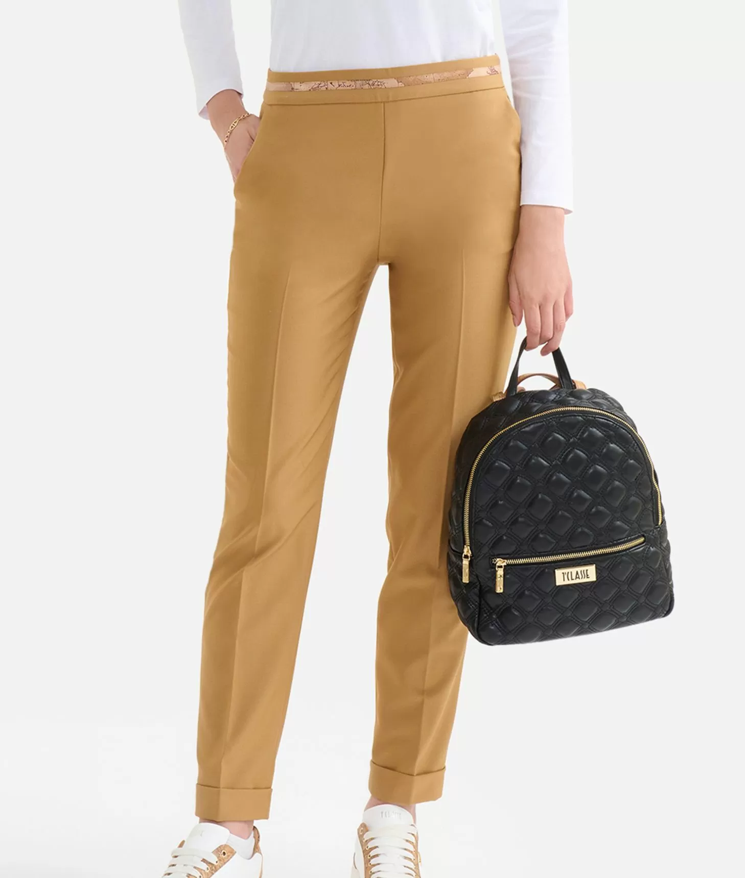 Alviero Martini 1a Classe Pantaloni Con Risvolto In Cavallery Cammello