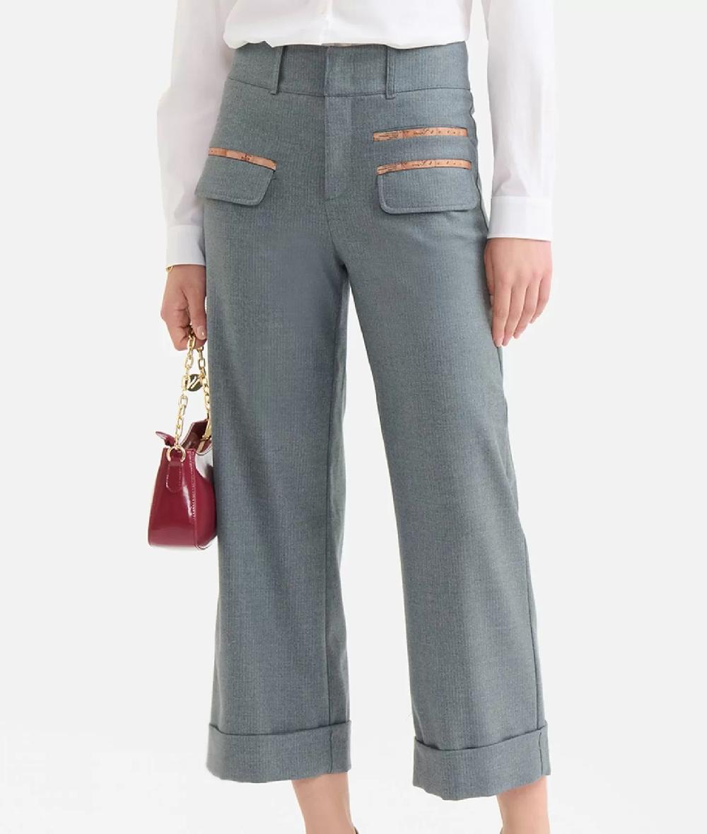 Alviero Martini 1a Classe Pantaloni Con Risvolto In Gessato Fantasia Grigi