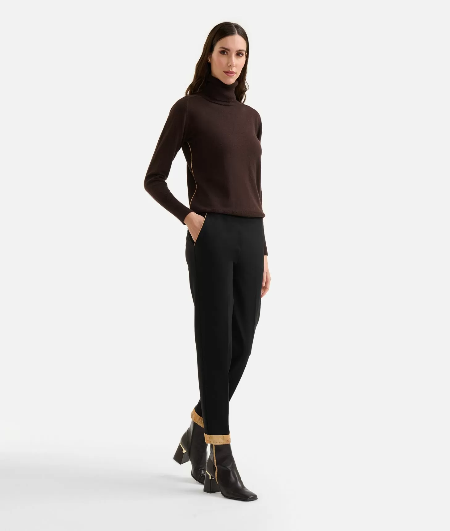 Alviero martini 1a classe Pantaloni con risvolto in jersey punto Milano Neri