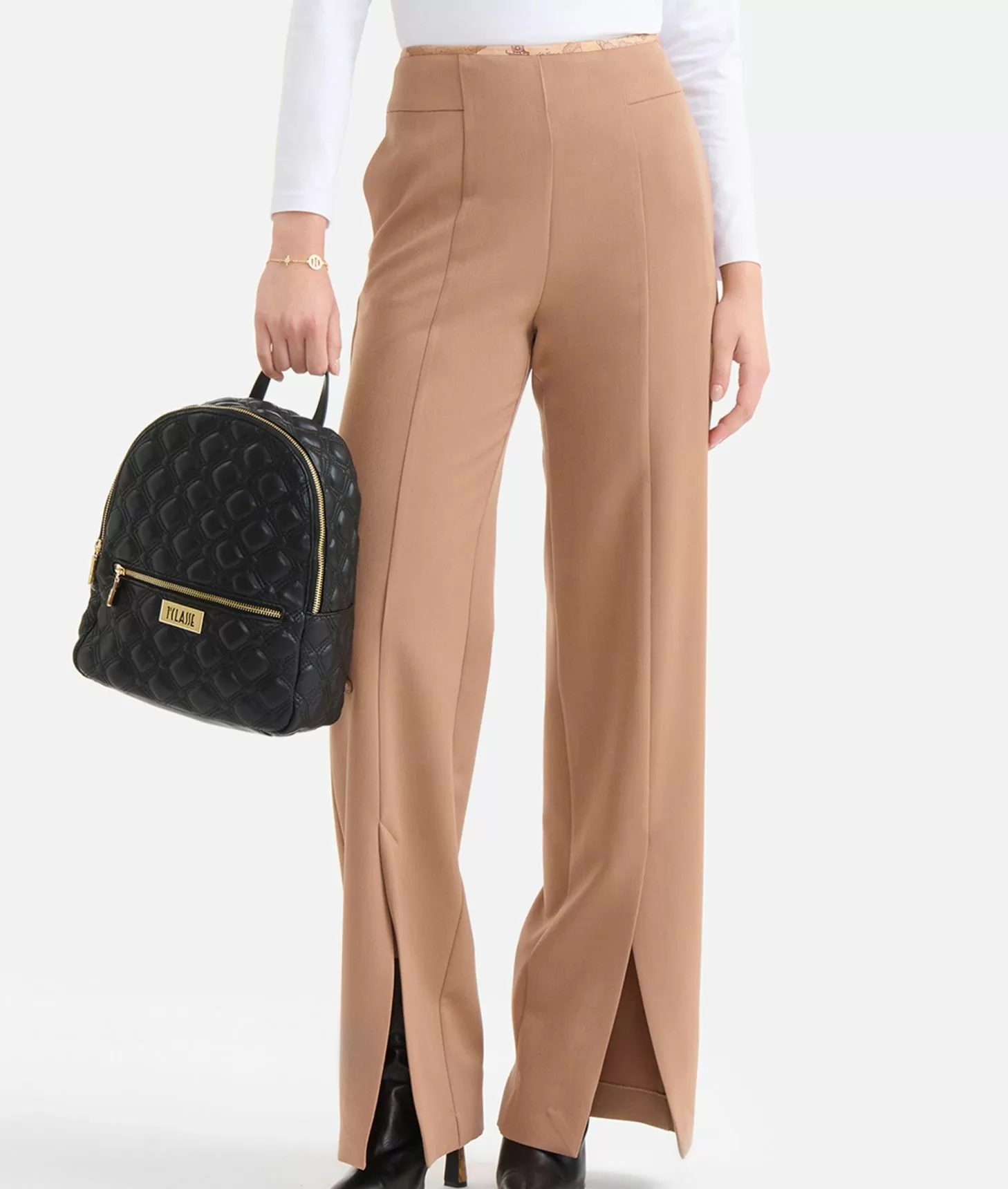 Alviero Martini 1a Classe Pantaloni Con Spacchi In Tessuto Stretch Cammello