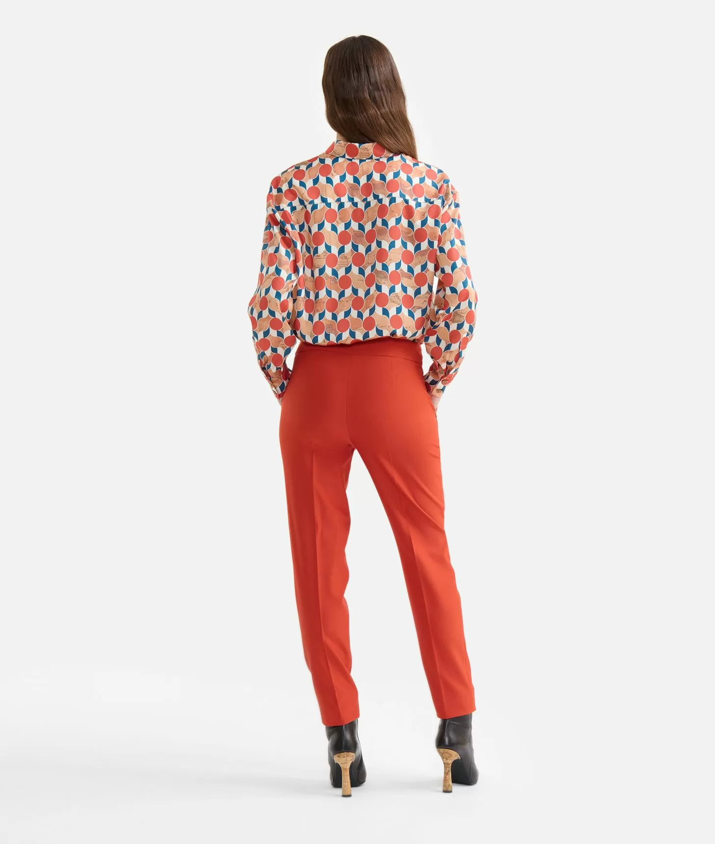 Alviero Martini 1a Classe Pantaloni In Cavallery Con Fibbiette 1C Mattone