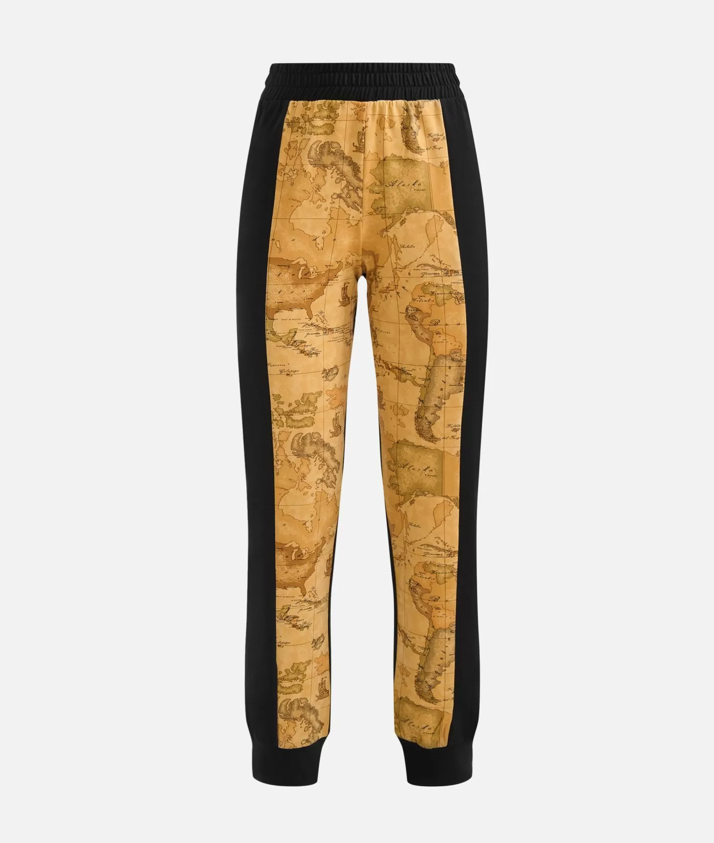 Alviero Martini 1a Classe Pantaloni In Felpa Garzata Stretch Con Intarsio Geo Classic Neri